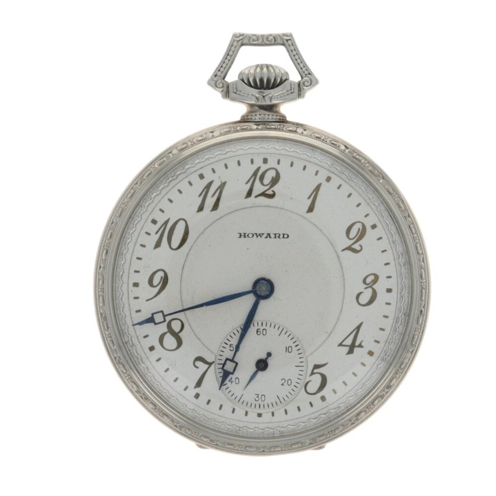 Howard Series V Art Deco Open Face Pocket Watch - White Gold 14k Manual Vintage
